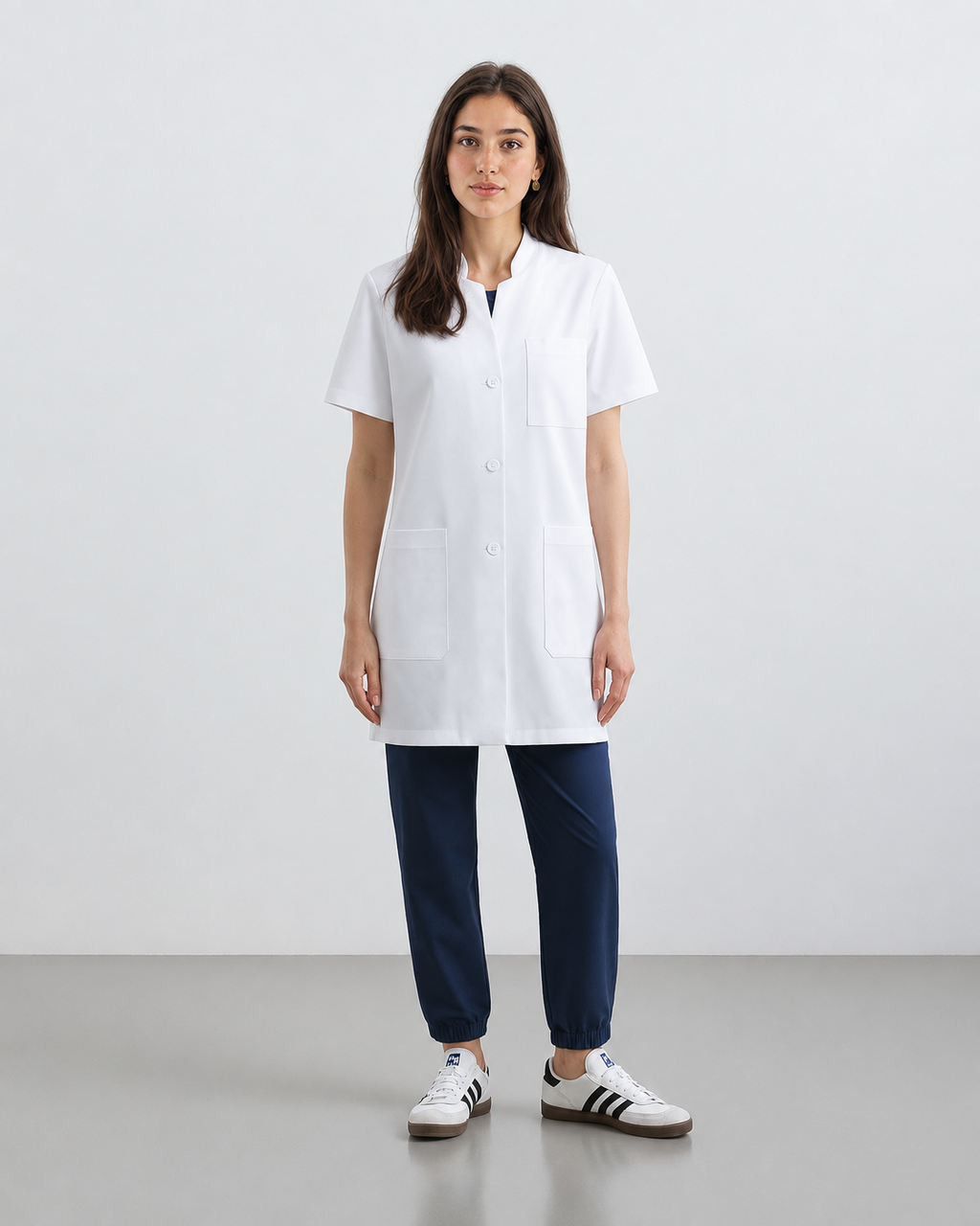 Toubib Pro – Blouse Demi-Manche à Col Mao