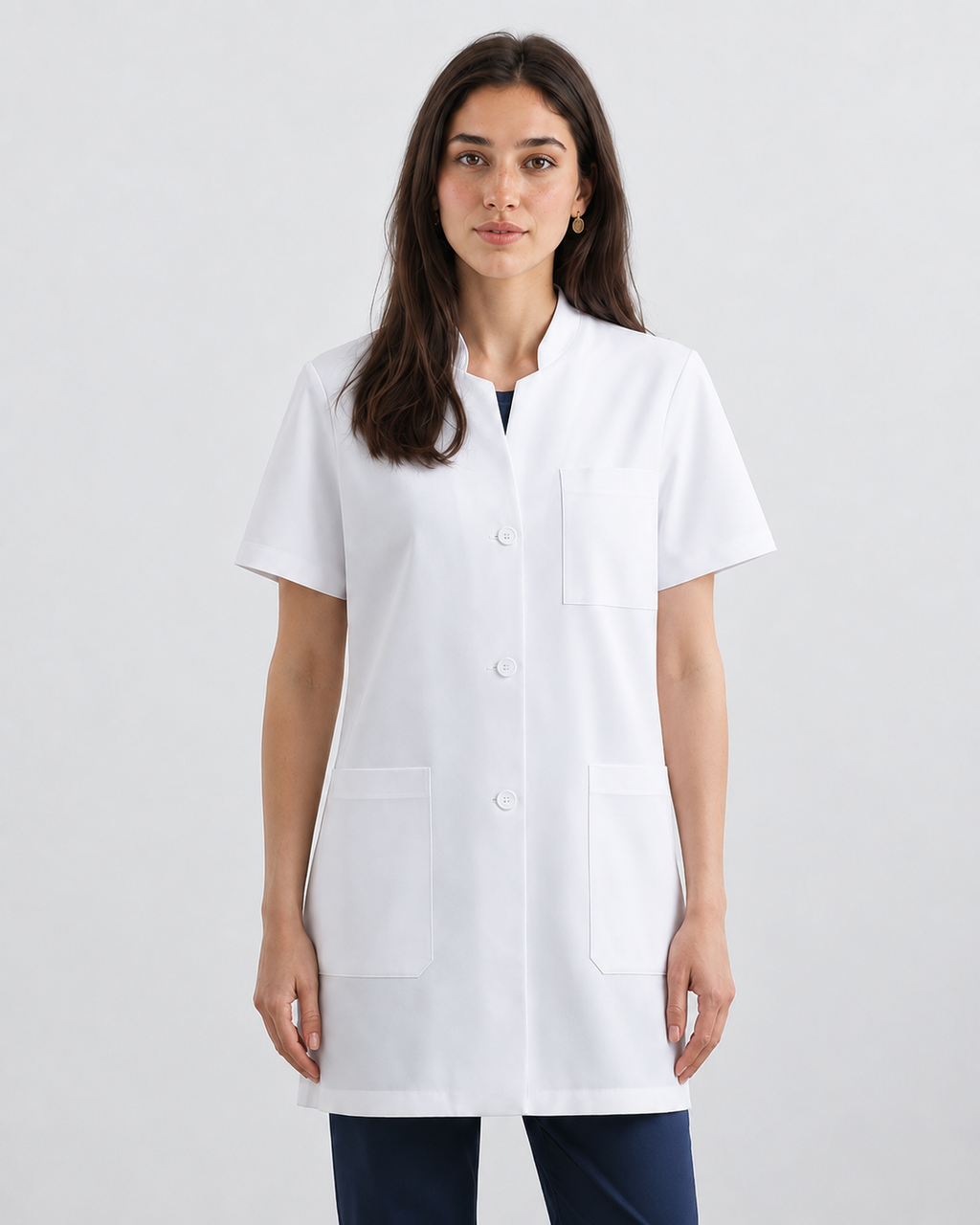 Toubib Pro – Blouse Demi-Manche à Col Mao