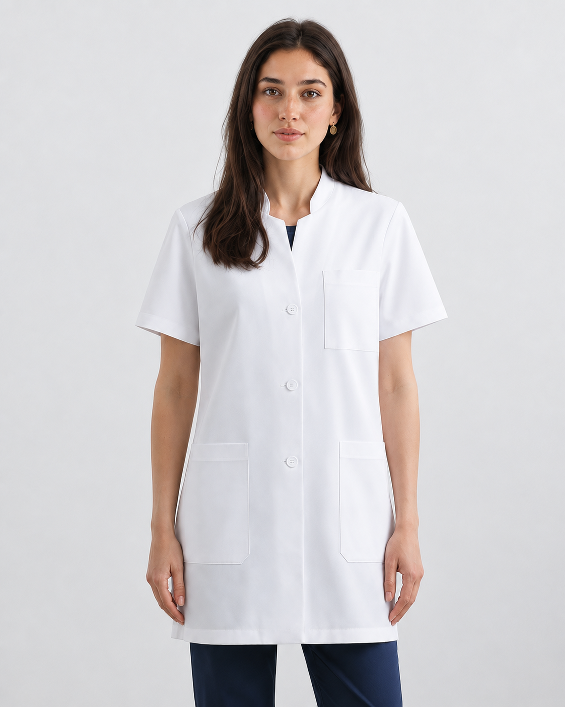 Toubib Pro – Blouse Demi-Manche à Col Mao